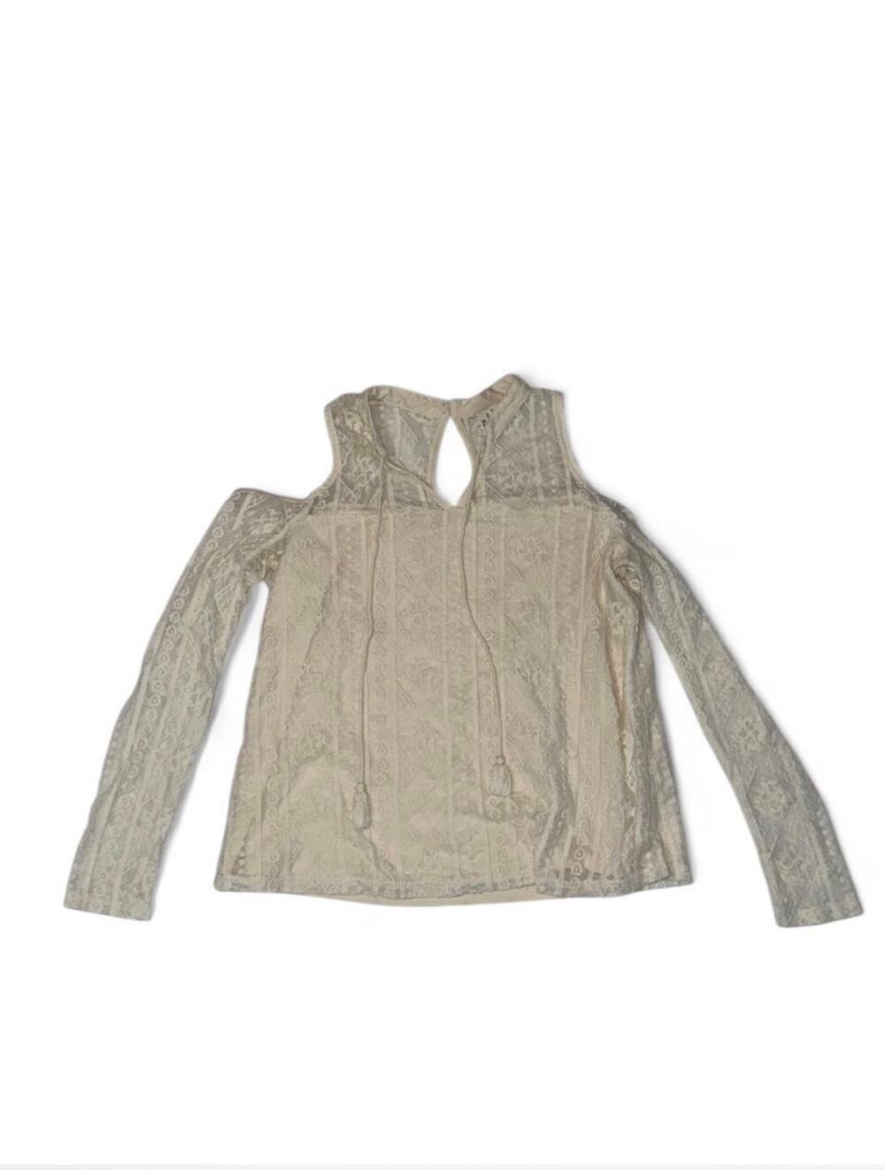 Women’s Vintage 2010s Mudd Cream Lace Cold Shoulder Top Size M